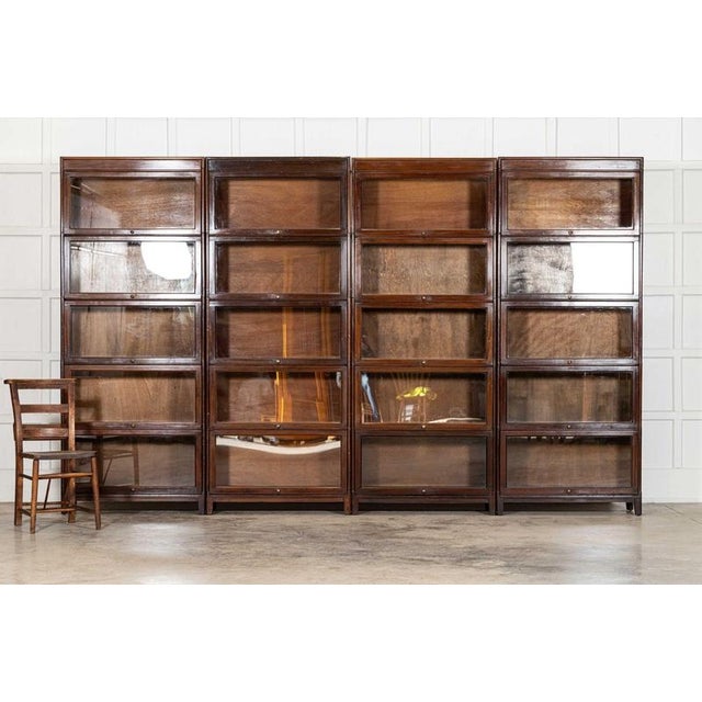 Circa 1900 usa large gunn mahogany glazed sectional bookcase w87 x d31.5 x h215 cm internal shelf depth 26 cm weight 48 kg...