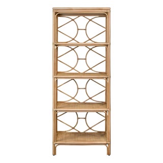 Matthew Izzo Home - Danielle Natural Rattan Multi Shelf Etagere For Sale