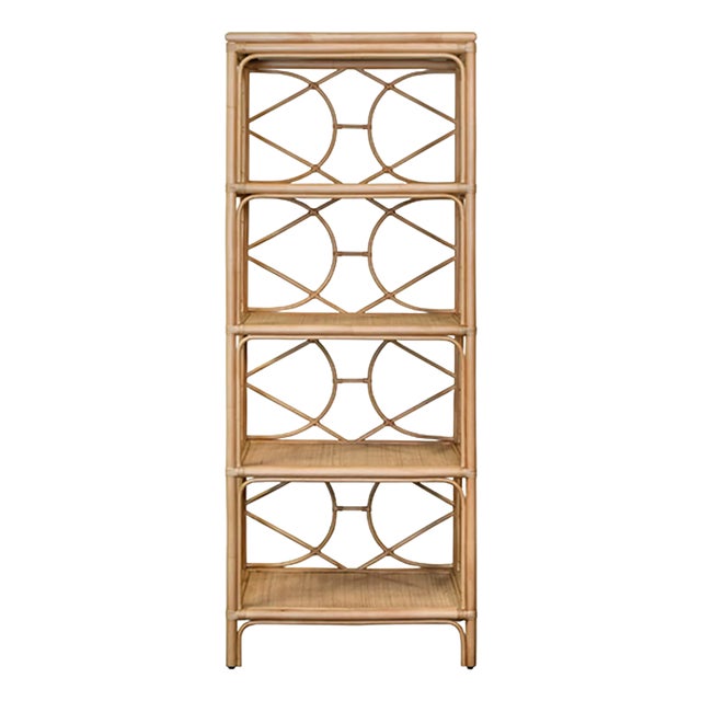 Matthew Izzo Home - Danielle Natural Rattan Multi Shelf Etagere For Sale