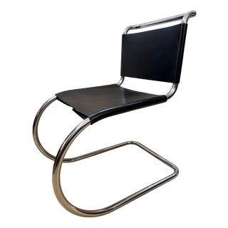 MR10 Cantilever Chair in Leather and Chrome by Mies Van Der Rohe, 1970s For Sale