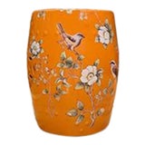 Asian Style Orange Garden Stool For Sale