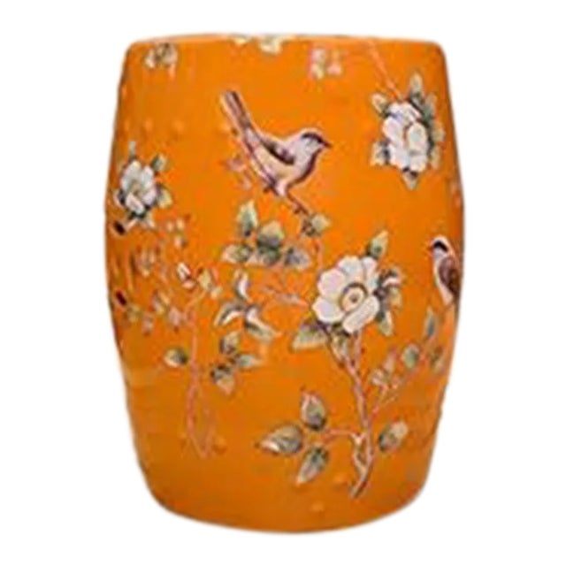 Asian Style Orange Garden Stool For Sale