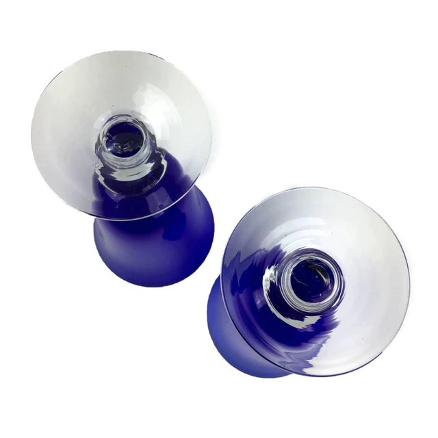 Blue Vintage Cobalt Blue Cocktail Gasses a Pair For Sale - Image 8 of 10