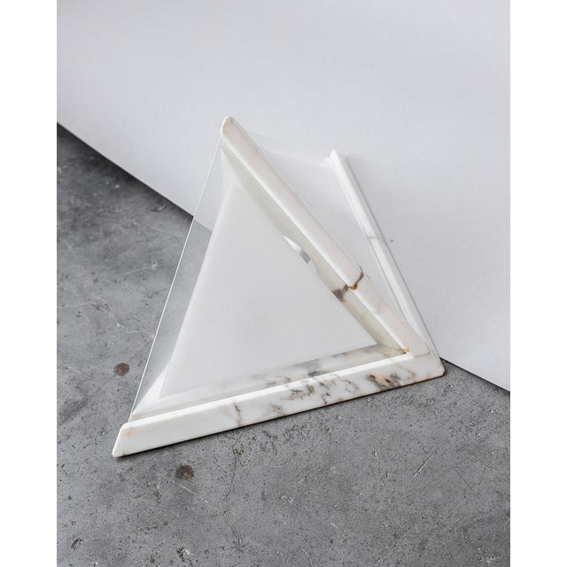 Italian Marble Wall Lamps with Frosted Glass, 1970s, Set of 2 For Sale - Image 3 of 11