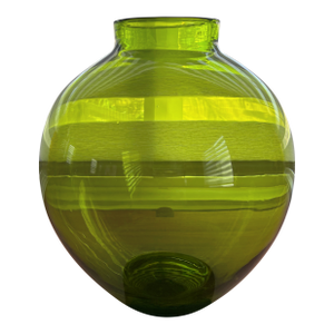 1999 Richard Blenko Signed 917 Bulbous Kiwi Green Glass Vase