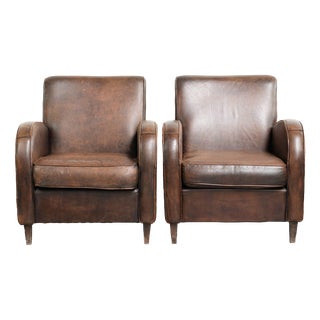 Vintage Sheepskin Armchairs, Set of 2 For Sale