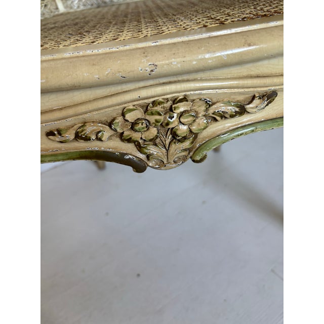 Vintage French Louis XV Style Carved Cane Barrel Back Armchair For Sale - Image 11 of 11