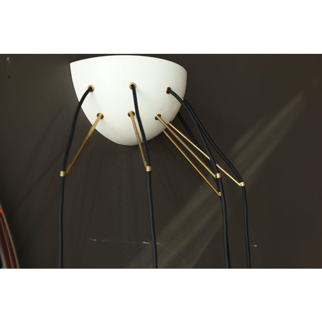 1970s 1970s Roberto Giulio Rida Five Arm Cone Sconces in Black and White With Brass Fittings - a Pair For Sale - Image 5 of 8