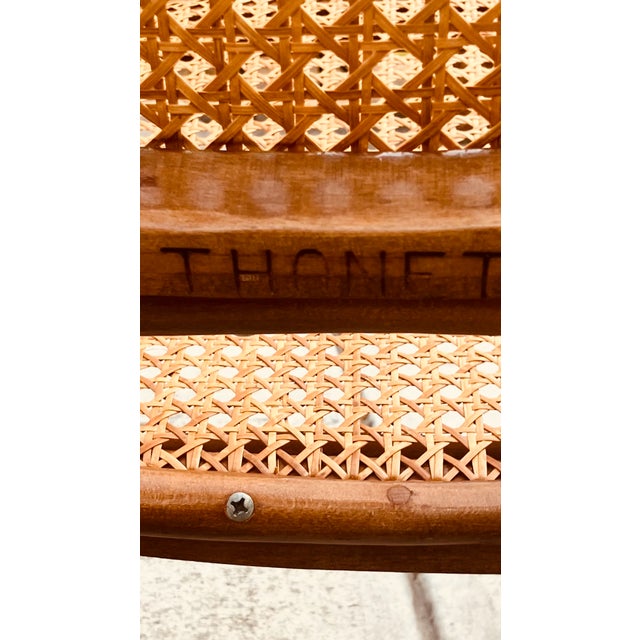 Almond 1960s Vintage Authentic Signed #10 Thonet Original Bentwood Rocking Chair For Sale - Image 8 of 12
