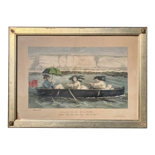 19th C. Hand Colored John Leech Lithograph - English, Orig. Frame - Ladies at Sport For Sale