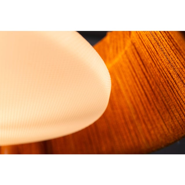 Large Teak and Sisal Pendant Lamp attributed to Temde Leuchten, 1960s For Sale - Image 10 of 13
