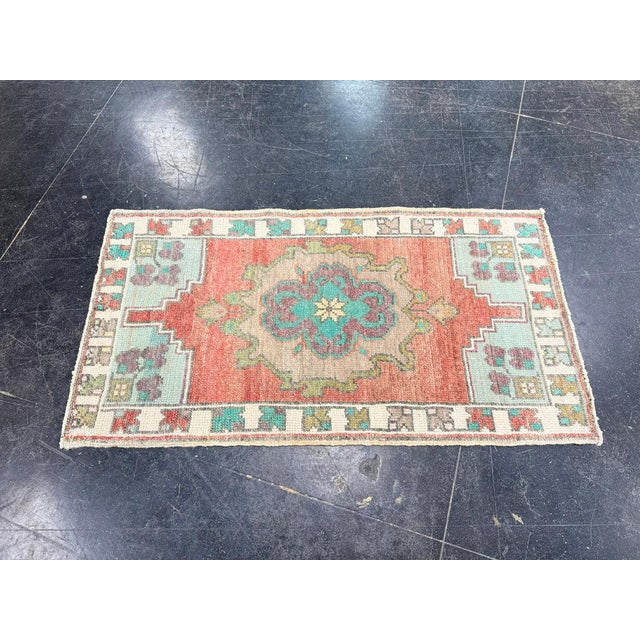 Turkish Turkish Mini Rug Oriental Hand Knotted Vintage Rug 1'7" x 2'11" #17891 For Sale - Image 3 of 8