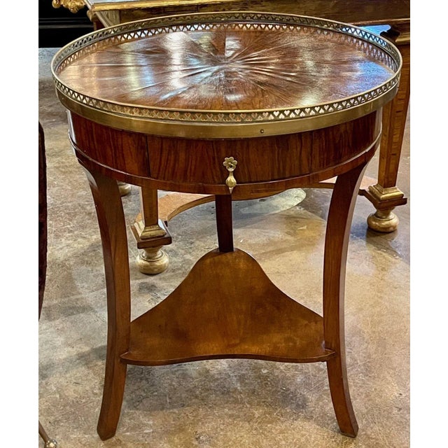 19th Century Italian Empire Walnut Side Table With Brass Gallery For Sale - Image 9 of 9