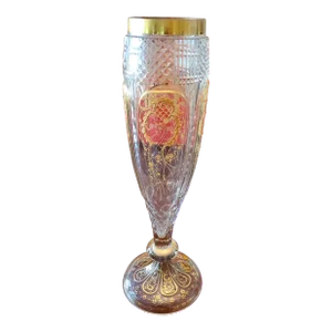 Antique Baccarat Style Large Gold Crystal Vase
