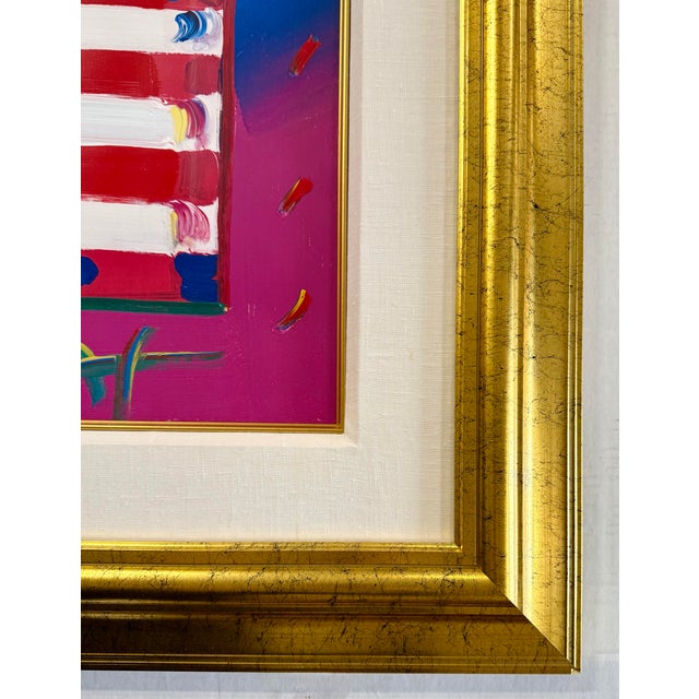 Peter Max Signed Peter Max “Flag With Heart” Original Painting For Sale - Image 4 of 8
