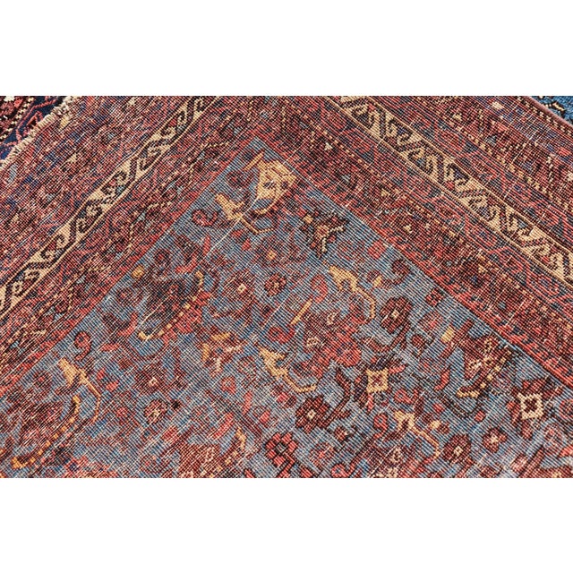 Antique Persian Afshar Rug in Beautiful Blue Background With Tribal Motifs 4'8 X 6'0 For Sale - Image 11 of 11