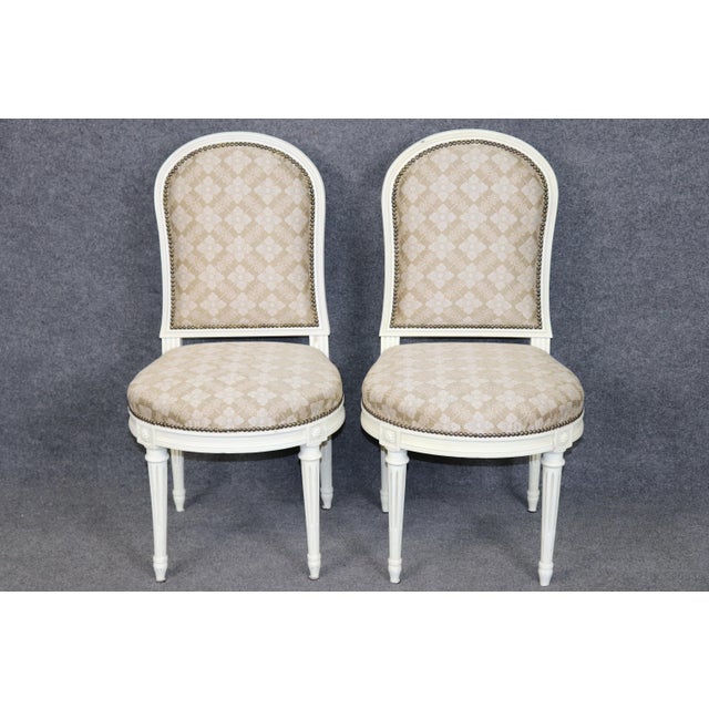 Set 12 1960's Louis XVI Style French Painted Dining Chairs Manner of Jansen For Sale - Image 4 of 15