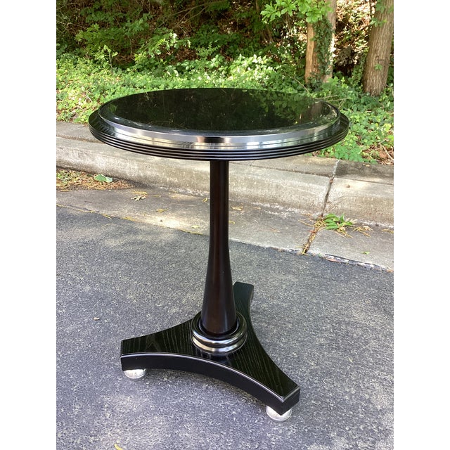 Stone Late 20th Century Neoclassical Style Black Marble Top Guerridon Side Table For Sale - Image 7 of 7