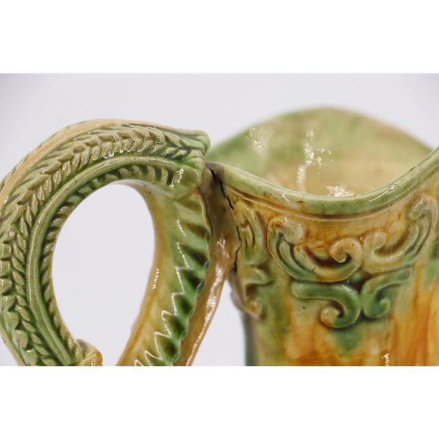 Antique Portuguese Palissy Ware Jug Depicting Fishermen in Boats, Earthenware For Sale - Image 12 of 18