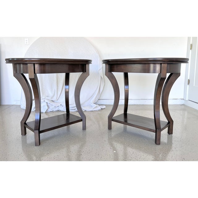 Dark Wood Oversized End Tables, Nightstands - Set of 2 For Sale - Image 4 of 12