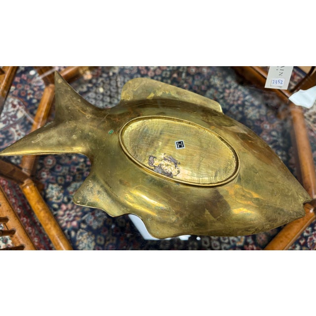 Mid 20th Century Large Vintage Brass Fish Dish For Sale - Image 5 of 5