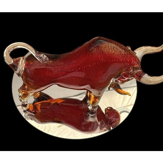 Late 20th Century Murano Red Glass Bull Sculpture “Sommerso” Technique For Sale - Image 14 of 16