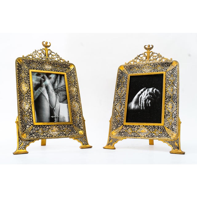 Vintage Art Deco Gold-Plated Picture Frames, 1920s, Set of 2 For Sale - Image 15 of 15