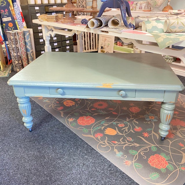Vintage Painted Wood Coffee Table on Casters by Lane Chairish