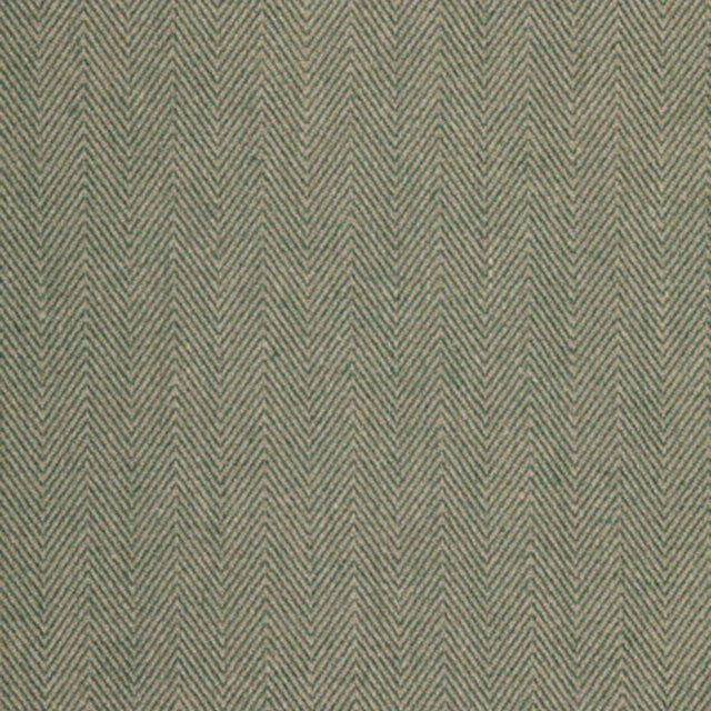 Sample - Schumacher Preston Linen Chevron Fabric in Teal For Sale