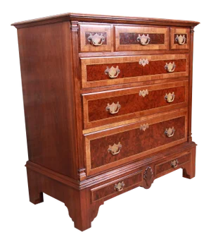 Kittinger Chippendale Burled Walnut Eight-Drawer Dresser Chest, Newly Restored