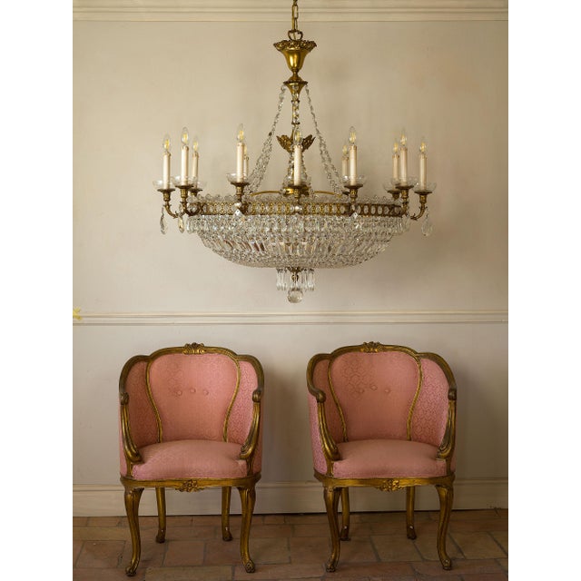 Large Empire Style Oval Crystal 16-Light Hot Air Balloon Chandelier, 1940s For Sale - Image 17 of 18