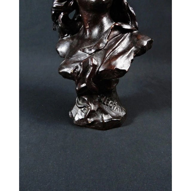 Art Nouveau Black Spelter Proof Bust of Cleopatra by Jean Foretay, 1890s-1910s For Sale - Image 3 of 15