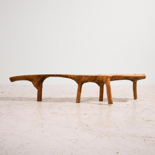 Industrial Brutalist Pine Bench, 1970 For Sale - Image 3 of 18