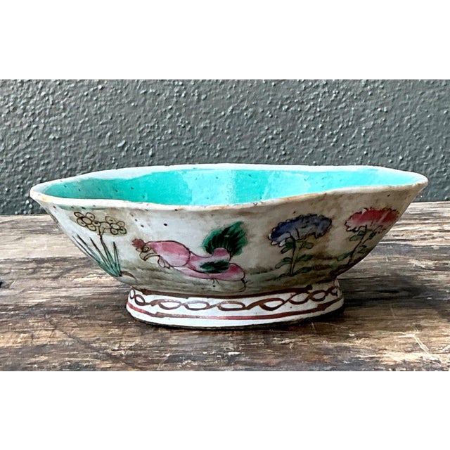 Vintage Asian Scalloped Floral Bowl For Sale - Image 9 of 17