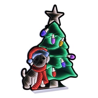 Puppy with Christmas Tree Ekkolight 35"H For Sale