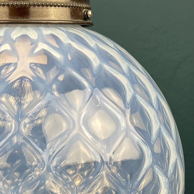 Vintage Blue Murano Sphere Ball Pendant Lamp, Italy, 1970s For Sale - Image 12 of 15