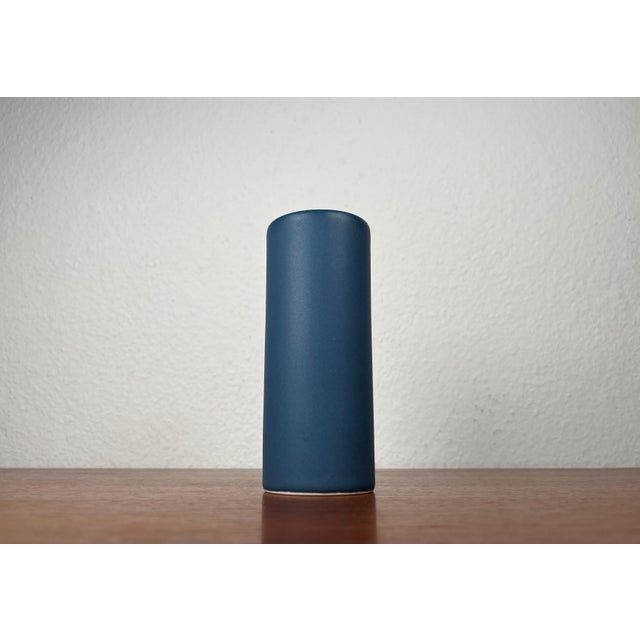 Mid-Century German Minimalist Blue Ceramic Vase from Melitta, 1960s For Sale - Image 10 of 11