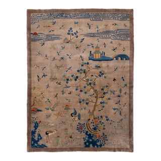 Antique Chinese Art Deco Rug 1920s - 100 Birds & Phoenix Pictorial Wool 10x14 For Sale