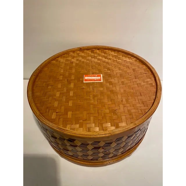 Late 20th Century Vintage Handmade Bamboo Lidded Nesting Containers - Set of 4 For Sale - Image 4 of 12