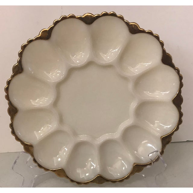 Vintage Gold Trim Milk Glass Egg Plate Chairish