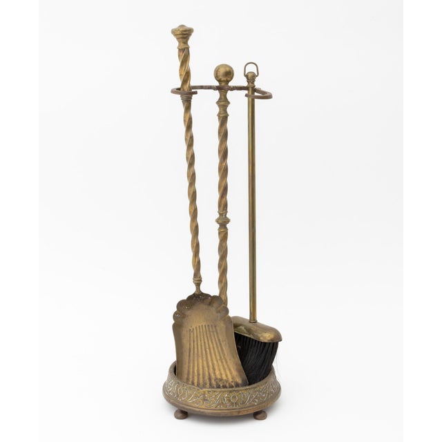 Victorian Victorian Style Brass Fireplace Tools Set, 5 Pieces For Sale - Image 3 of 11