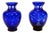 Art Deco Cobalt Blue Cut Glass Vases, Set of 2 For Sale