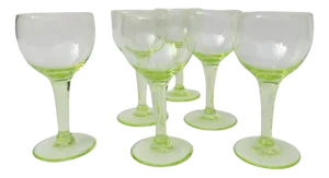 Antique French Uranium Glasses Set, Set of 6