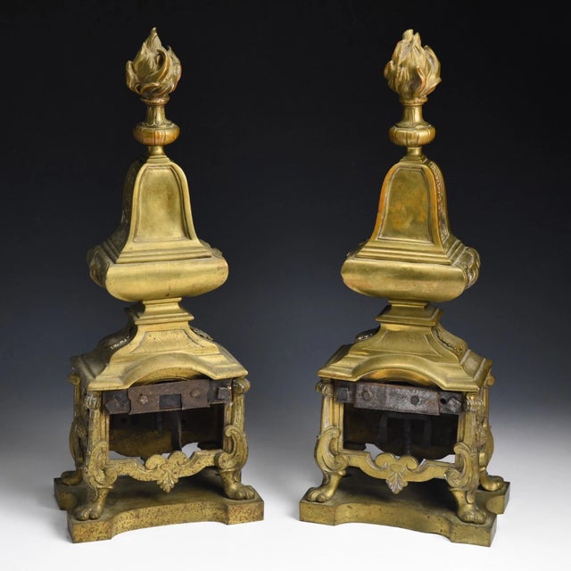 Regence Style Antique Bronze Chenets Firedogs Andirons For Sale In Portland, ME - Image 6 of 8