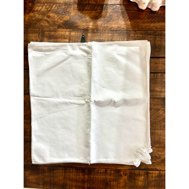 Vintage Handmade White Battenburg Lace Napkins Embroidered Borders Cotton - Set of 12 For Sale - Image 10 of 11