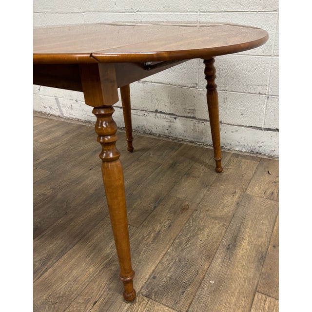 Wood Vintage Ethan Allen Heirloom Colonial Style Drop Leaf Dining Table 10-6103p For Sale - Image 7 of 16