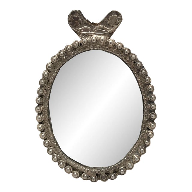 Vintage Silver Pearl Motif Oval Mini Picture Frame For Sale