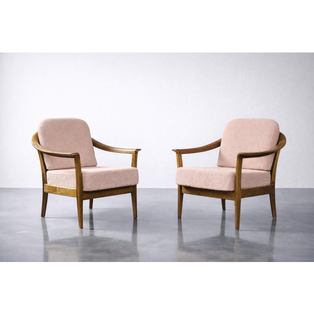 Mid-Century German Modern Cherrywood and Pink Upholstered Armchairs from Wilhelm Knoll, 1970s, Set of 2 For Sale - Image 15 of 18