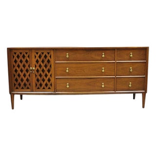 Vintage John Stuart Casalinda Mid Century Modern Walnut Credenza Triple Dresser For Sale