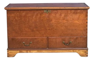 Antique Queen Anne Pennsylvania Cherry Dovetailed Blanket Chest With Two Drawers